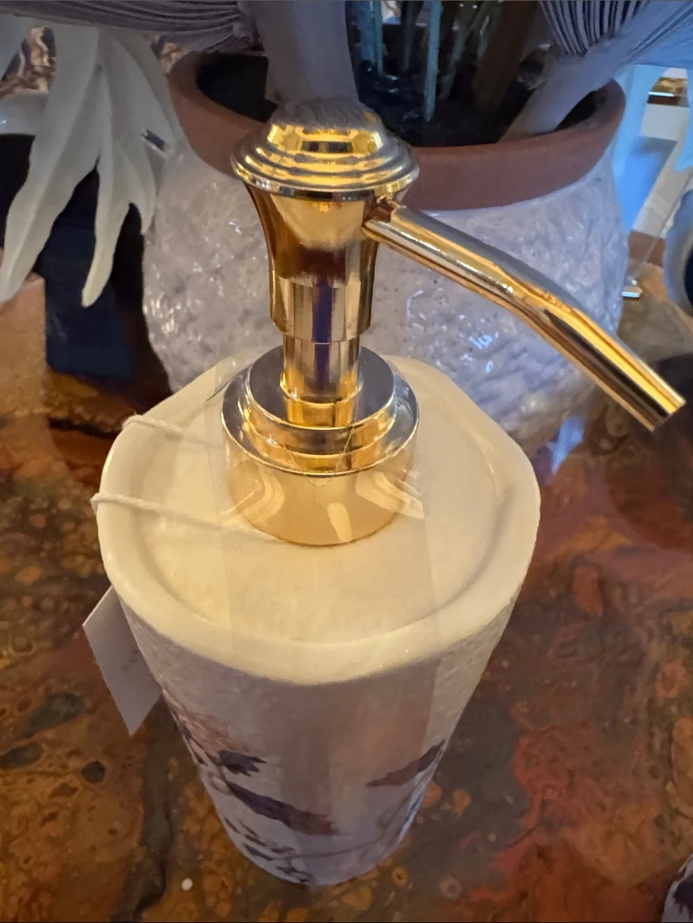 Floral Ceramic Soap Dispenser & Canister Set